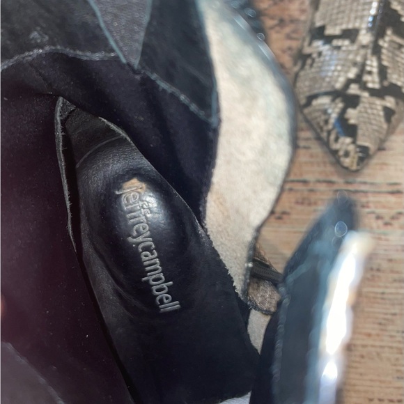 Jeffrey Campbell Sz 6.5 Raven Snakeskin Print Bootie (3.5” high heel) - Picture 6 of 7